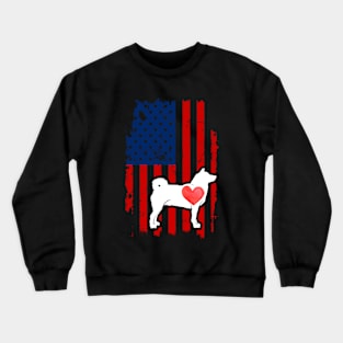 Shiba Inu Merica Usa American Flag Crewneck Sweatshirt